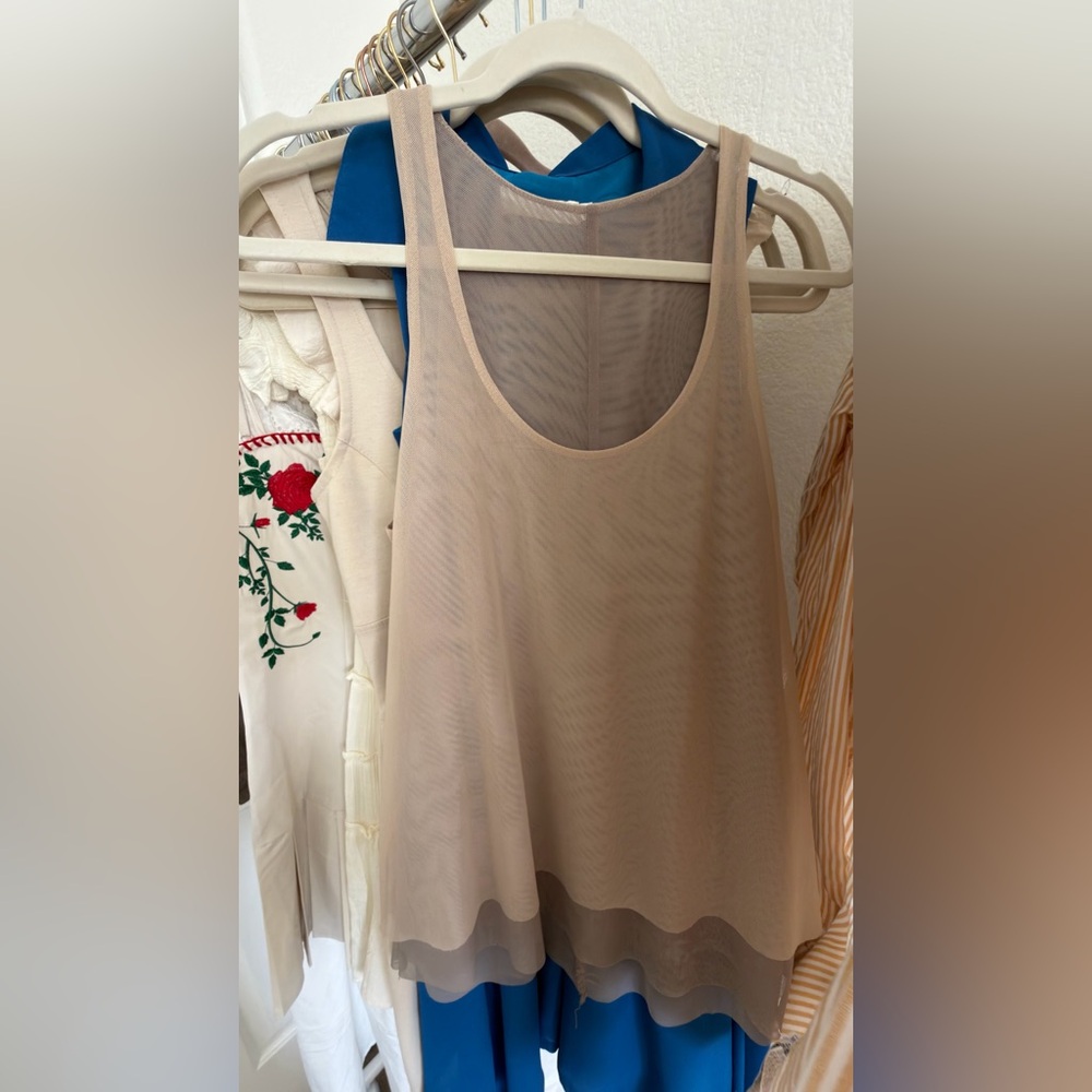 Beige Sleeveless Scoop Neck Tank Dress